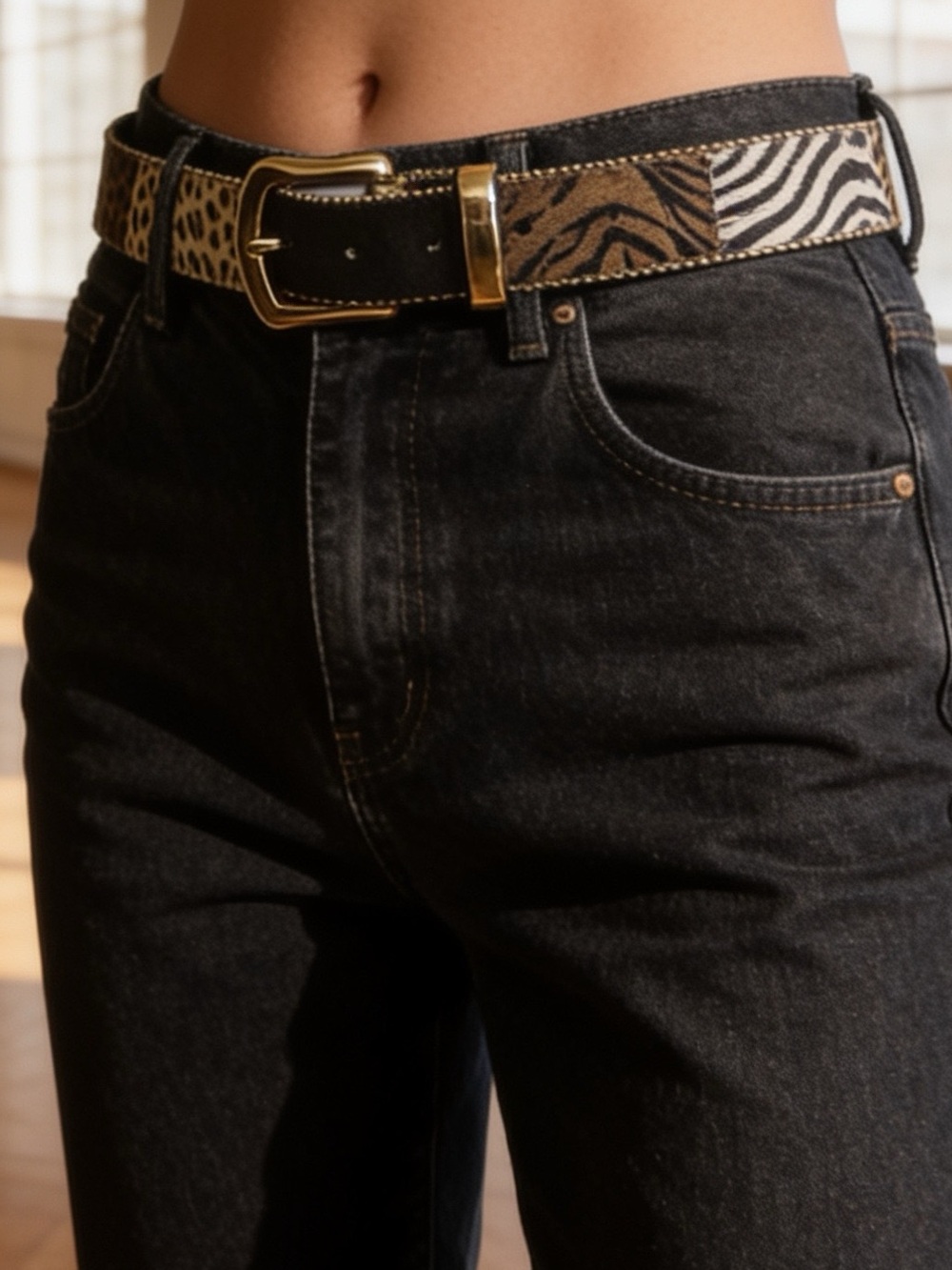 Vintage 1990’s Animal-Print,tiger,leopard, suede,beaded edges,Gold